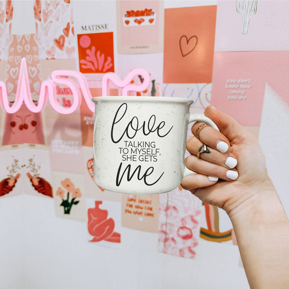 Love Talking To Myself 14.5oz Ceramic Coffee Mug Funny Self Talk Gift BandsCo Straps