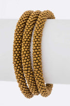 Tan Nepal Beaded Roll On Bracelet Set Boho Stack Adjustable