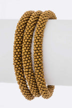 Tan Nepal Beaded Roll On Bracelet Set Boho Stack Adjustable
