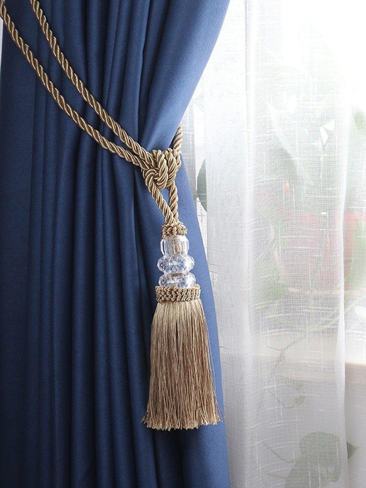 Tassel Curtain Tieback Crystal Bead Hanging Ball Tie Room Accessories Holder Buckle Rope Bandage Holdback Window Shade Curtain Tie Back Tassel Tie Backs for Curtain Beautiful Curtain Holdback Rope Stevvex