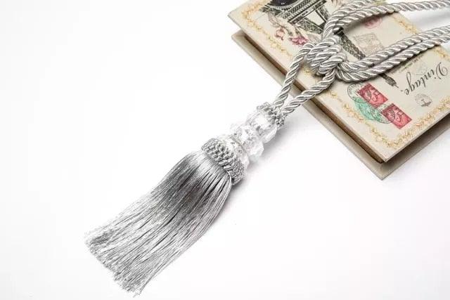 Tassel Curtain Tieback Crystal Bead Hanging Ball Tie Room Accessories Holder Buckle Rope Bandage Holdback Window Shade Curtain Tie Back Tassel Tie Backs for Curtain Beautiful Curtain Holdback Rope Stevvex