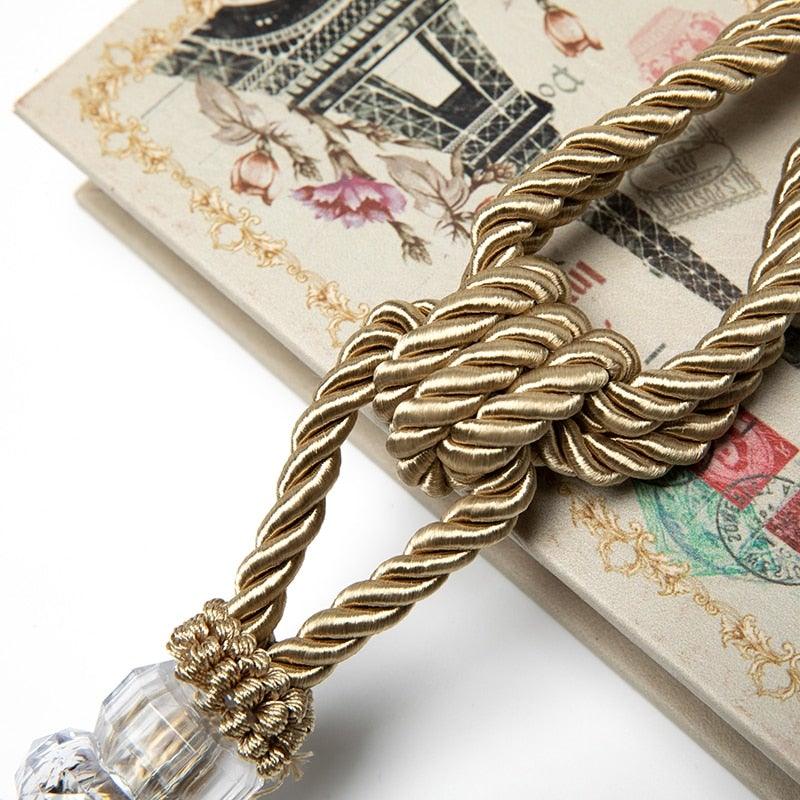 Tassel Curtain Tieback Crystal Bead Hanging Ball Tie Room Accessories Holder Buckle Rope Bandage Holdback Window Shade Curtain Tie Back Tassel Tie Backs for Curtain Beautiful Curtain Holdback Rope Stevvex