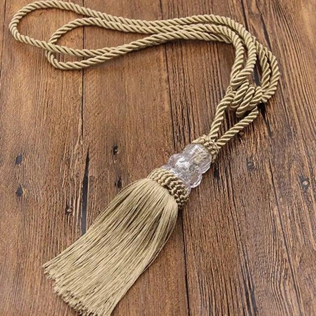 Tassel Curtain Tieback Crystal Bead Hanging Ball Tie Room Accessories Holder Buckle Rope Bandage Holdback Window Shade Curtain Tie Back Tassel Tie Backs for Curtain Beautiful Curtain Holdback Rope Stevvex