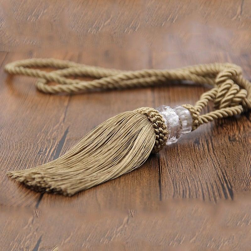 Tassel Curtain Tieback Crystal Bead Hanging Ball Tie Room Accessories Holder Buckle Rope Bandage Holdback Window Shade Curtain Tie Back Tassel Tie Backs for Curtain Beautiful Curtain Holdback Rope Stevvex