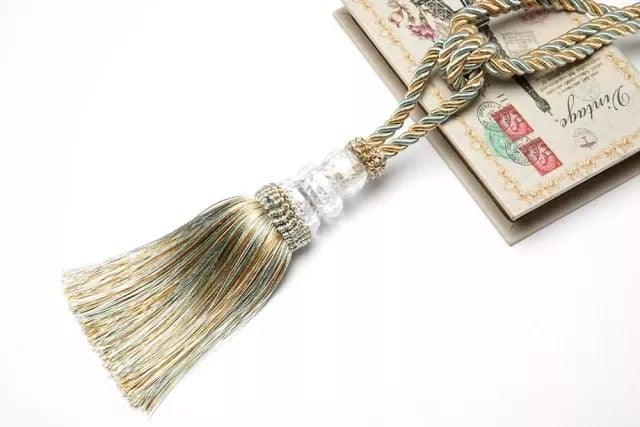 Tassel Curtain Tieback Crystal Bead Hanging Ball Tie Room Accessories Holder Buckle Rope Bandage Holdback Window Shade Curtain Tie Back Tassel Tie Backs for Curtain Beautiful Curtain Holdback Rope Stevvex