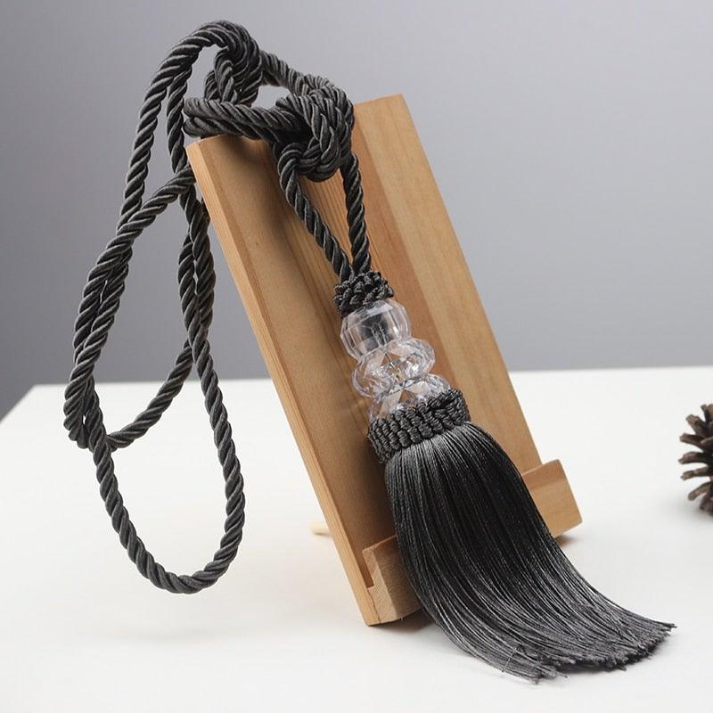 Tassel Curtain Tieback Crystal Bead Hanging Ball Tie Room Accessories Holder Buckle Rope Bandage Holdback Window Shade Curtain Tie Back Tassel Tie Backs for Curtain Beautiful Curtain Holdback Rope Stevvex