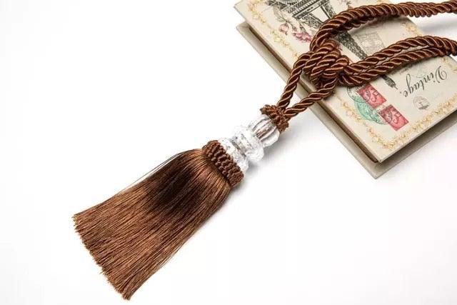 Tassel Curtain Tieback Crystal Bead Hanging Ball Tie Room Accessories Holder Buckle Rope Bandage Holdback Window Shade Curtain Tie Back Tassel Tie Backs for Curtain Beautiful Curtain Holdback Rope Stevvex
