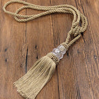 Tassel Curtain Tieback Crystal Bead Hanging Ball Tie Room Accessories Holder Buckle Rope Bandage Holdback Window Shade Curtain Tie Back Tassel Tie Backs for Curtain Beautiful Curtain Holdback Rope Stevvex