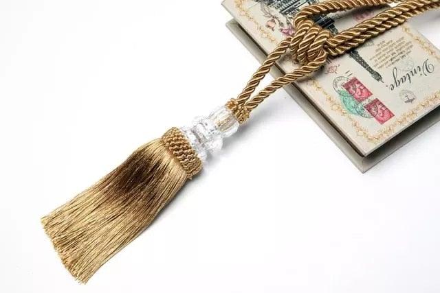 Tassel Curtain Tieback Crystal Bead Hanging Ball Tie Room Accessories Holder Buckle Rope Bandage Holdback Window Shade Curtain Tie Back Tassel Tie Backs for Curtain Beautiful Curtain Holdback Rope Stevvex
