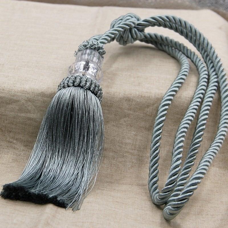 Tassel Curtain Tieback Crystal Bead Hanging Ball Tie Room Accessories Holder Buckle Rope Bandage Holdback Window Shade Curtain Tie Back Tassel Tie Backs for Curtain Beautiful Curtain Holdback Rope Stevvex