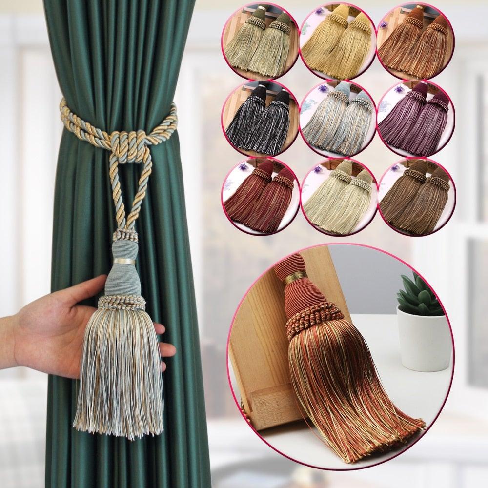 Tassel Curtain Tiebacks Home Decoration Handmade Curtain Holders Clips Hanging Balls Curtain Accessories Curtain Tie backs Curtain Handmade Tiebacks Decorative Curtain Holdbacks With Tassel Stevvex