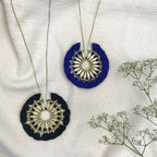 Tassel Halo Necklace Cotton Tassel Boho Statement Pendant 18.5in Chain BandsCo Straps