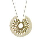 Tassel Halo Necklace Cotton Tassel Boho Statement Pendant 18.5in Chain BandsCo Straps