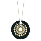Tassel Halo Necklace Cotton Tassel Boho Statement Pendant 18.5in Chain BandsCo Straps