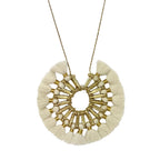 Tassel Halo Necklace Cotton Tassel Boho Statement Pendant 18.5in Chain BandsCo Straps