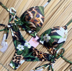Tassel Leaves Print Woman Swimsuit Women's Two Piece Swimsuit Floral Print Bikini Sets New Comfortable Beach Bikini Bathing Suit Halter Triangle Lace Up Swimwear For Women Stevvex