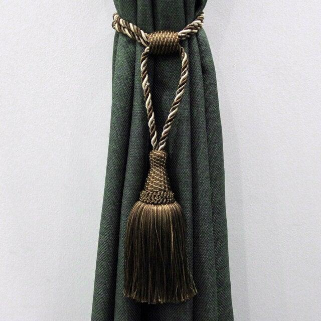 Tassels Curtain Tieback Gold Hanging Ball Braid Rope Holdback Window Drape Room Accessories Curtains Holder Buckle Strap European Style High-Grade Curtains Tieback Rope Tassel Holdbacks Stevvex