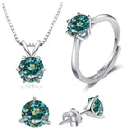 925 Sterling Silver 1ctx4 D Moissanite Necklace Earrings Set Bridal Jewelry BandsCo Straps