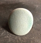 Teal Ceramic Adjustable Cocktail Statement Wide Band Ring