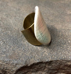 Teal Ceramic Adjustable Cocktail Statement Wide Band Ring