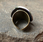 Teal Ceramic Adjustable Cocktail Statement Wide Band Ring