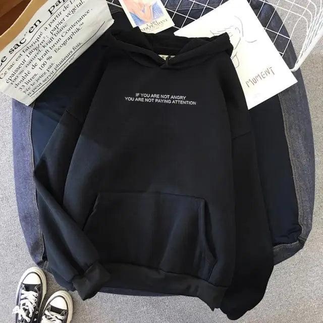 Teens Girls Funny Letter Oversized Hoodies Women Sweatshirts Hooded Sweats Long Sleeve Autumn Warm Women's Clothing Letter Slogan Printed Oversized Hoodies Autumn Black Tops Streetwear Stevvex