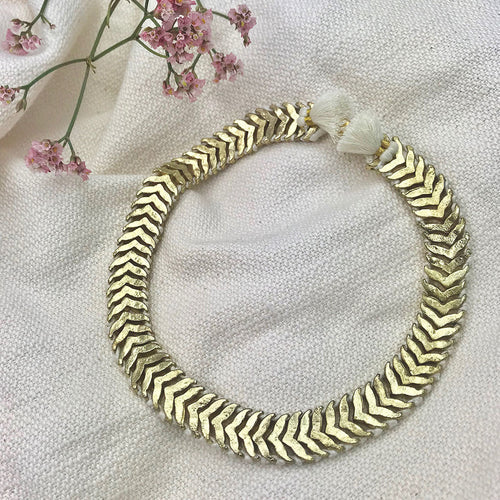 Temple Collar Bib Necklace Boho Tribal Statement With Cotton Tassels Zinc Alloy BandsCo Straps