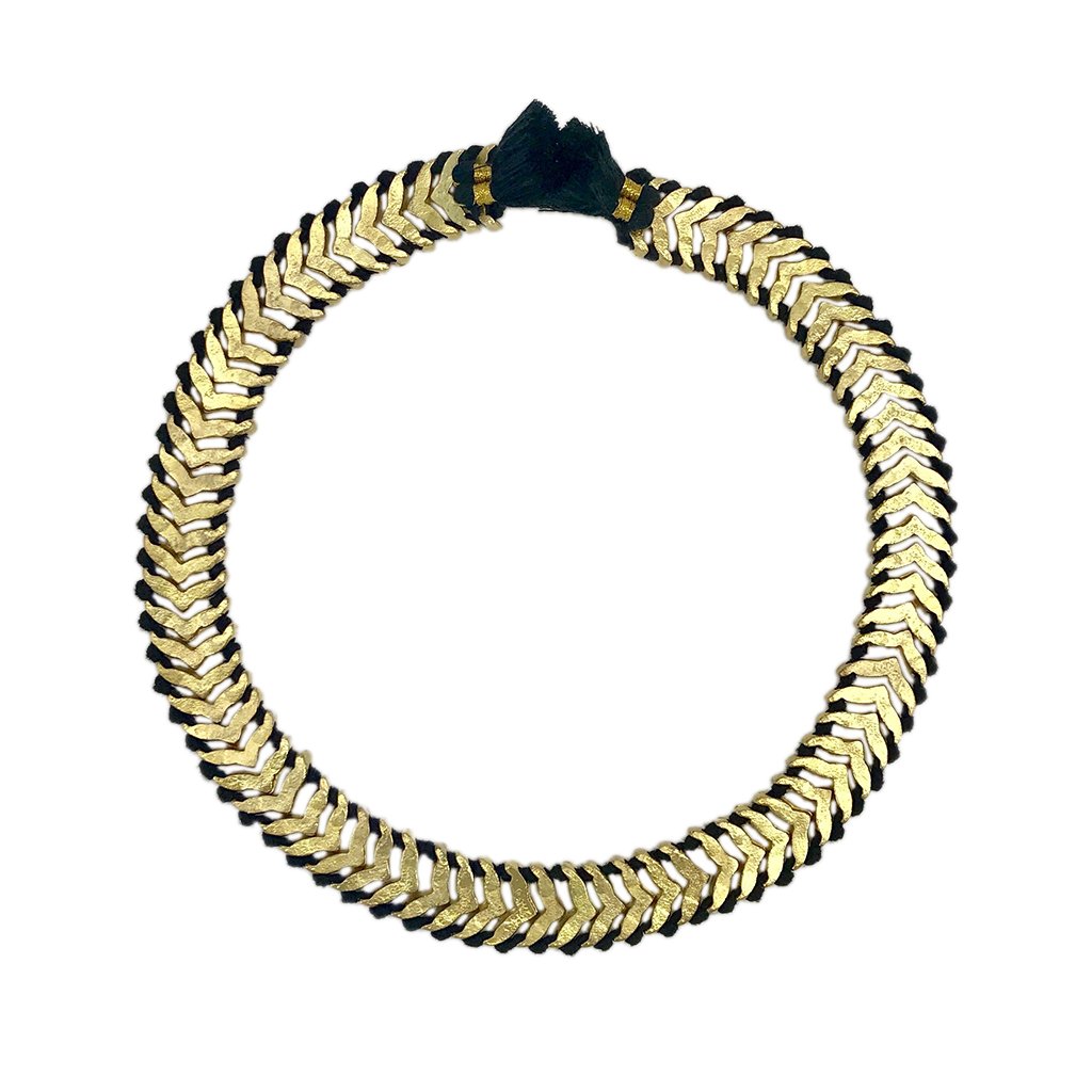 Temple Collar Bib Necklace Boho Tribal Statement With Cotton Tassels Zinc Alloy BandsCo Straps