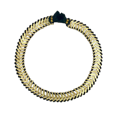 Temple Collar Bib Necklace Boho Tribal Statement With Cotton Tassels Zinc Alloy BandsCo Straps