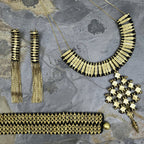 Temple Statement Necklace Long Boho Indian Design Zinc Alloy With Cotton Thread BandsCo Straps