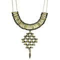 Temple Statement Necklace Long Boho Indian Design Zinc Alloy With Cotton Thread BandsCo Straps