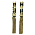 Temple Tassel Earrings Boho Indian Statement Cotton Thread Zinc Alloy 4.5in