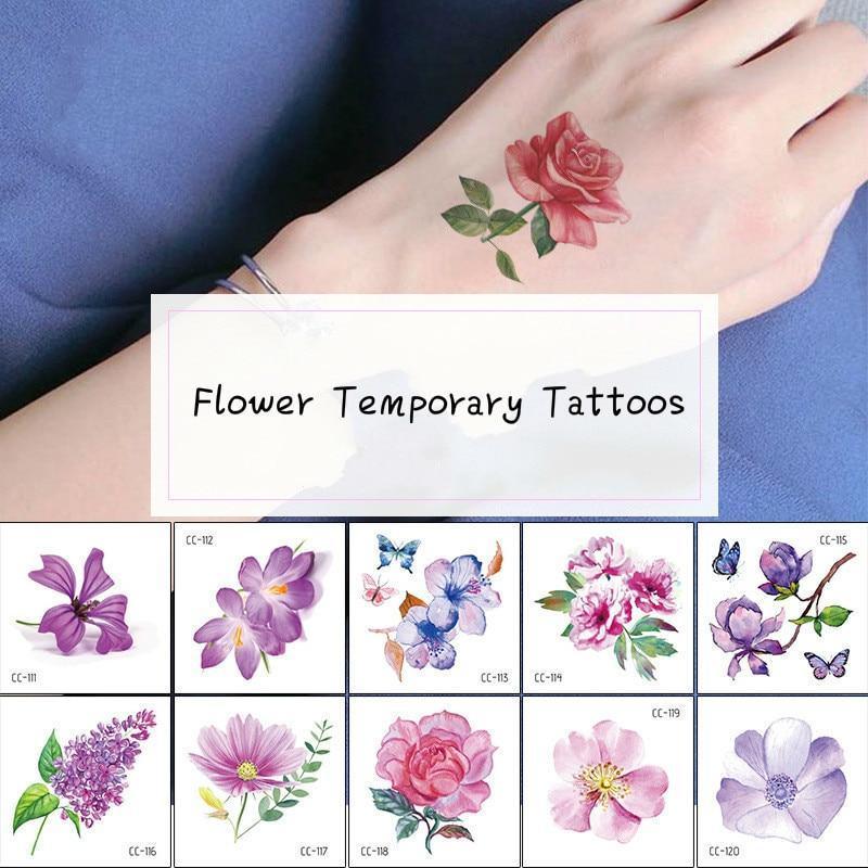 Temporary 3D Rose Flower Tattoos Sticker Body Art Tattoo Sticker Waterproof Luxury Tattoo Rose Lotus Flower Fashion Sticker For Womens Stevvex