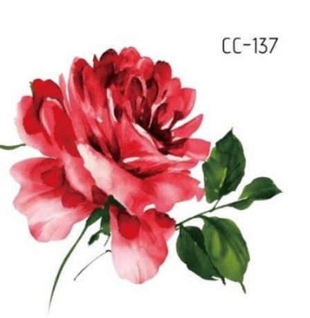 Temporary 3D Rose Flower Tattoos Sticker Body Art Tattoo Sticker Waterproof Luxury Tattoo Rose Lotus Flower Fashion Sticker For Womens Stevvex
