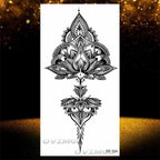 Temporary Lotus Flower Sticker Tattoo Fake Black Elegant Flower Design Women Body Art Fake Arm Tattoo Stickers For Womens
