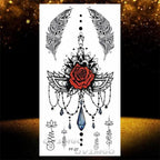 Temporary Lotus Flower Sticker Tattoo Fake Black Elegant Flower Design Women Body Art Fake Arm Tattoo Stickers For Womens
