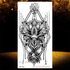 Temporary Lotus Flower Sticker Tattoo Fake Black Elegant Flower Design Women Body Art Fake Arm Tattoo Stickers For Womens