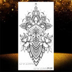 Temporary Lotus Flower Sticker Tattoo Fake Black Elegant Flower Design Women Body Art Fake Arm Tattoo Stickers For Womens