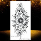 Temporary Lotus Flower Sticker Tattoo Fake Black Elegant Flower Design Women Body Art Fake Arm Tattoo Stickers For Womens