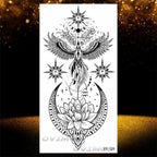 Temporary Lotus Flower Sticker Tattoo Fake Black Elegant Flower Design Women Body Art Fake Arm Tattoo Stickers For Womens