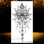 Temporary Lotus Flower Sticker Tattoo Fake Black Elegant Flower Design Women Body Art Fake Arm Tattoo Stickers For Womens