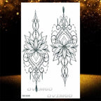 Temporary Lotus Flower Sticker Tattoo Fake Black Elegant Flower Design Women Body Art Fake Arm Tattoo Stickers For Womens