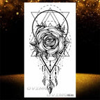 Temporary Lotus Flower Sticker Tattoo Fake Black Elegant Flower Design Women Body Art Fake Arm Tattoo Stickers For Womens