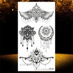 Temporary Lotus Flower Sticker Tattoo Fake Black Elegant Flower Design Women Body Art Fake Arm Tattoo Stickers For Womens