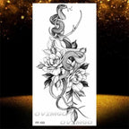 Temporary Lotus Flower Sticker Tattoo Fake Black Elegant Flower Design Women Body Art Fake Arm Tattoo Stickers For Womens