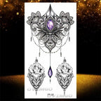 Temporary Lotus Flower Sticker Tattoo Fake Black Elegant Flower Design Women Body Art Fake Arm Tattoo Stickers For Womens