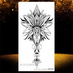 Temporary Lotus Flower Sticker Tattoo Fake Black Elegant Flower Design Women Body Art Fake Arm Tattoo Stickers For Womens