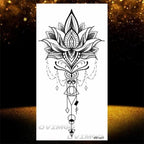 Temporary Lotus Flower Sticker Tattoo Fake Black Elegant Flower Design Women Body Art Fake Arm Tattoo Stickers For Womens