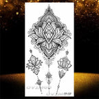 Temporary Lotus Flower Sticker Tattoo Fake Black Elegant Flower Design Women Body Art Fake Arm Tattoo Stickers For Womens