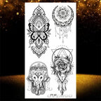 Temporary Lotus Flower Sticker Tattoo Fake Black Elegant Flower Design Women Body Art Fake Arm Tattoo Stickers For Womens